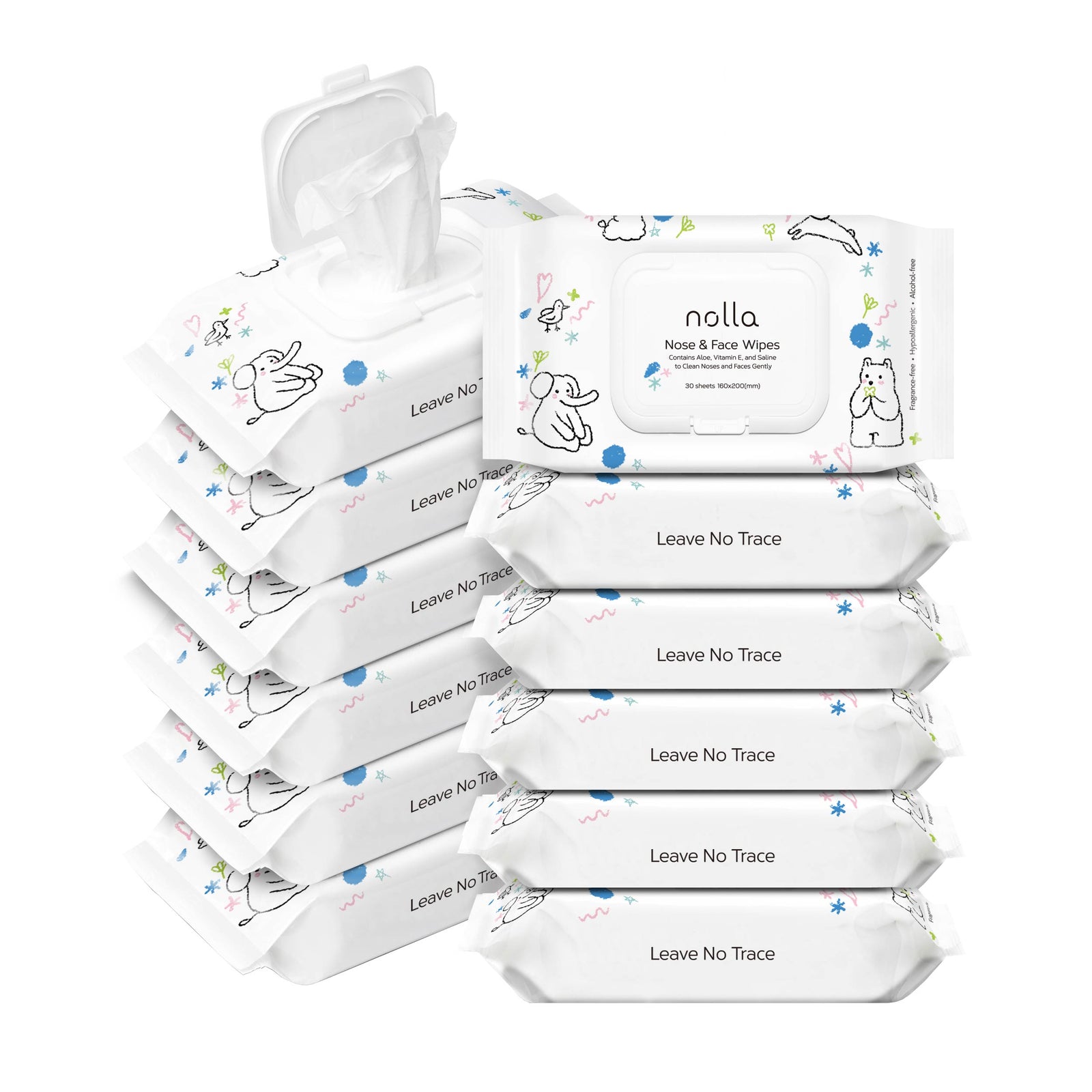 Nolla Nose & Face Wipes - 30 Count (12 Pack)