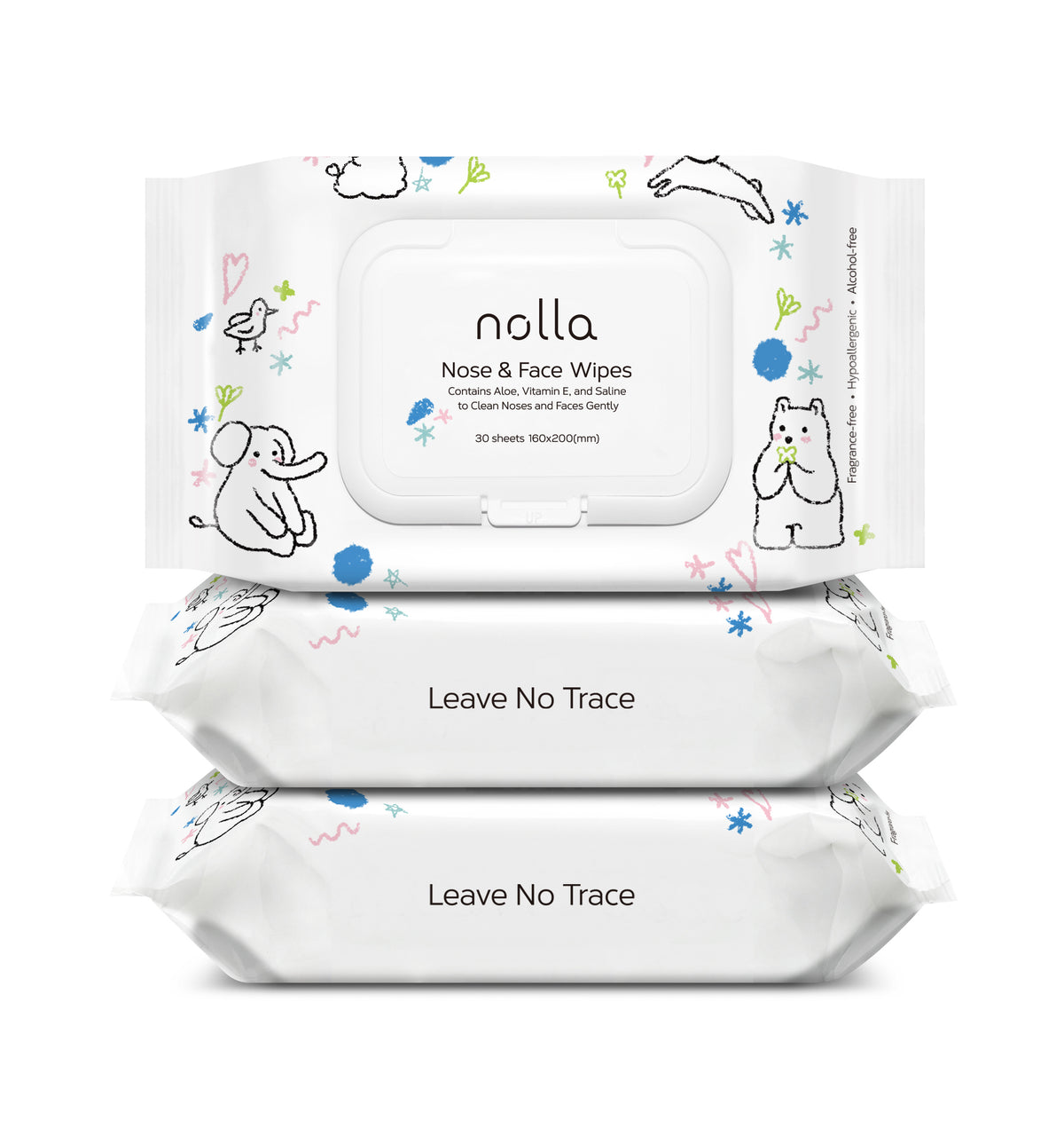 Nolla Nose &amp; Face Wipes - 30 Count (3 Pack)