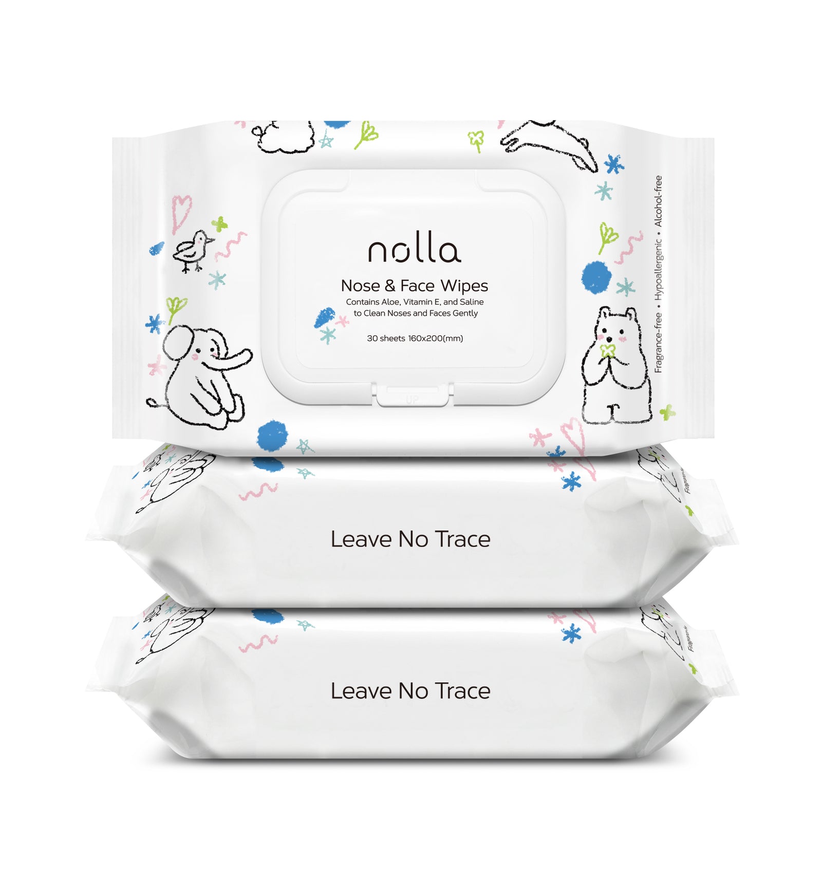 Nolla Nose & Face Wipes - 30 Count (3 Pack)