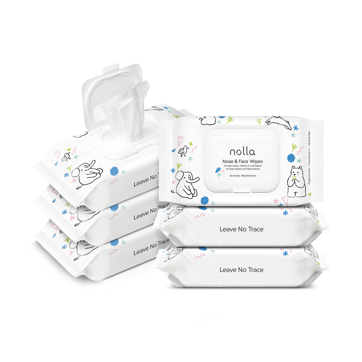 Nolla Nose &amp; Face Wipes - 30 Count (6 Pack)
